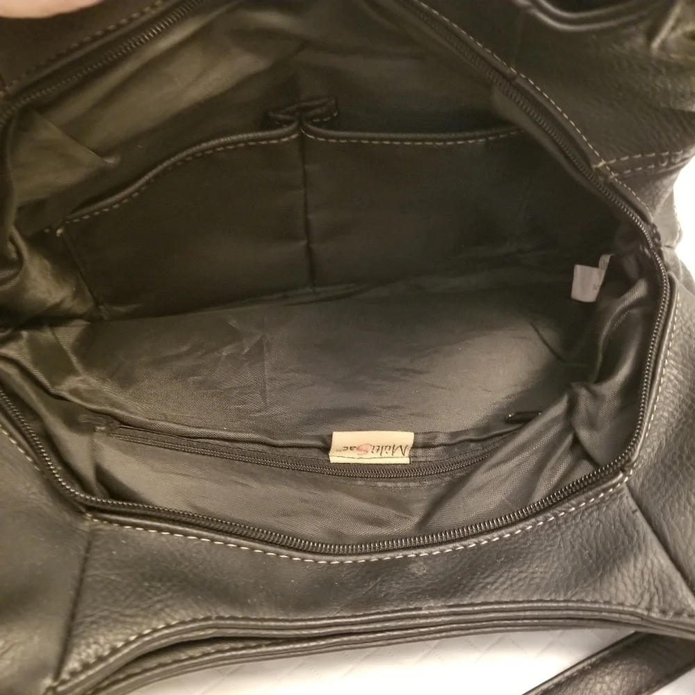 MULTI SAC Black Faux Leather Shoulder Purse 13.5 X 8.5 X 4